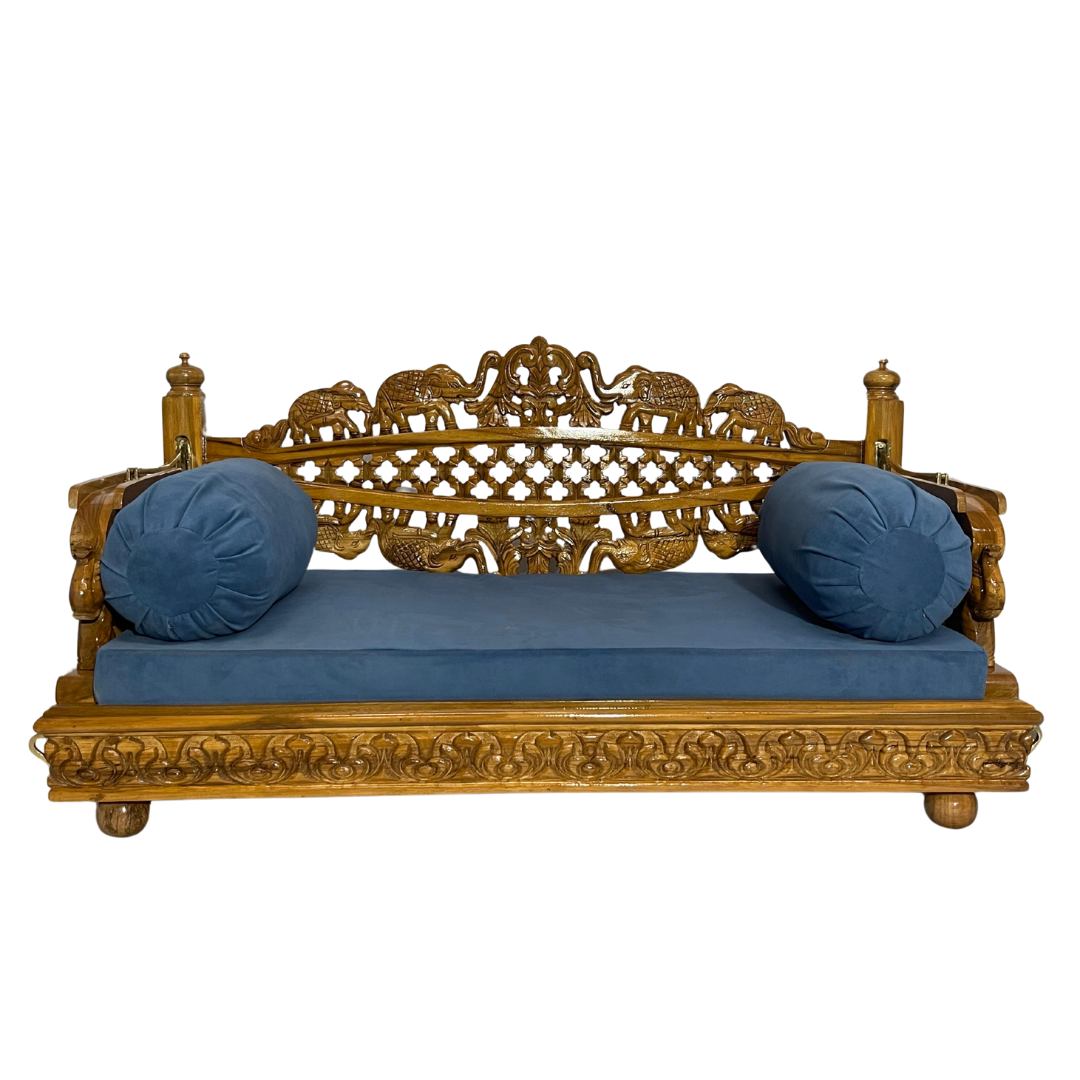 Wooden Reversible Elephant Carving Swing – Handcrafted Teak Jhula